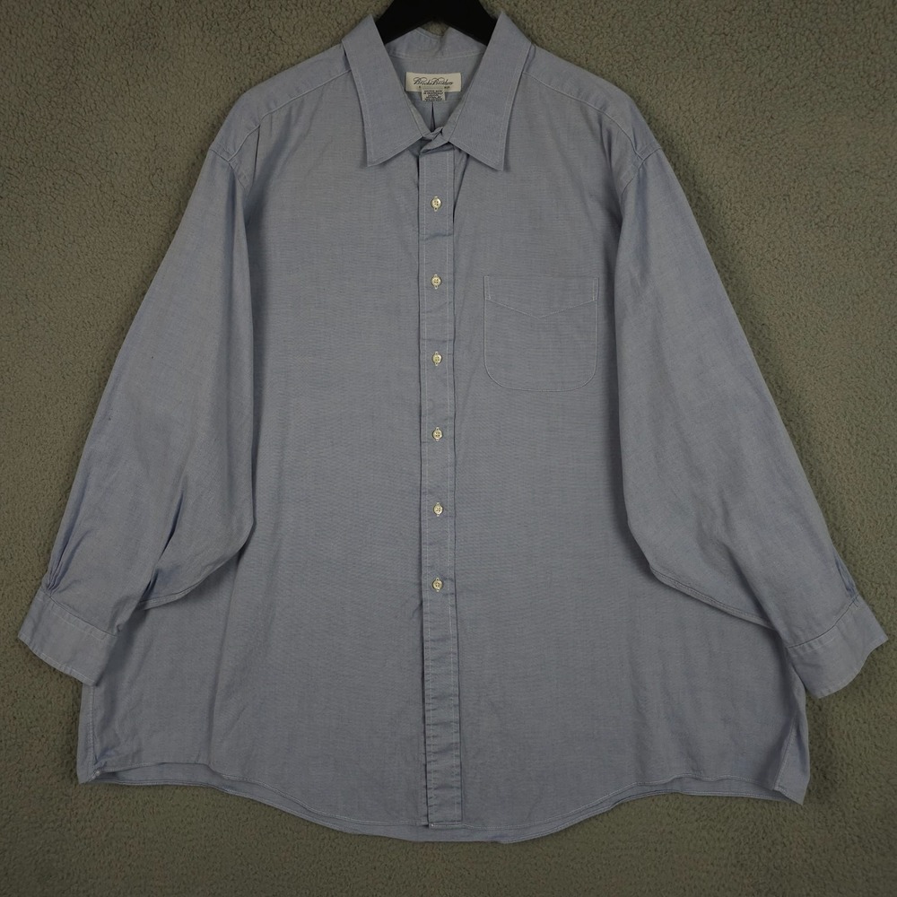 VTG Brooks Brothers Shirt‎ Mens 20 34/35 Blue Long Sleeve Button Up Career FLAW